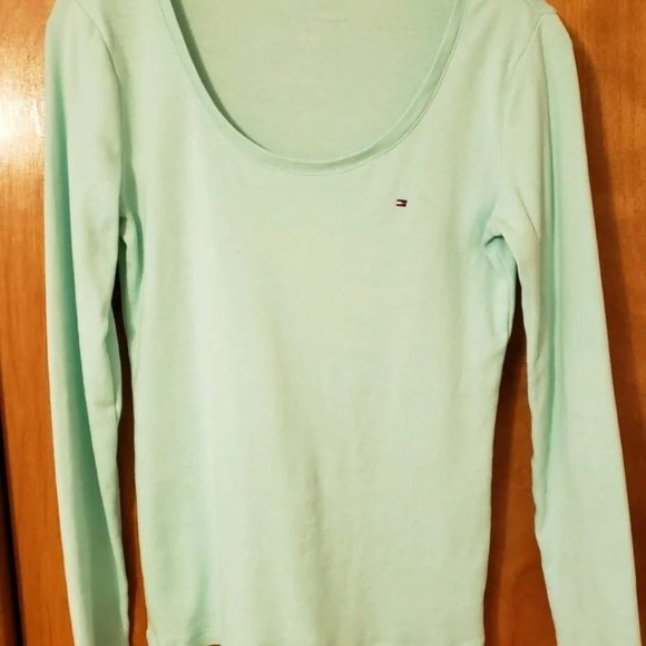 Tommy Hilfiger Long Sleeve T Small Aqua - Picture 1 of 1